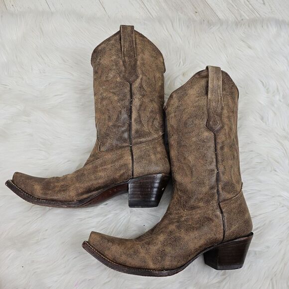 Corral Boots Distressed Naham Brown Nubuck Leather Cowgirl Size 9.5 M - Picture 5 of 10
